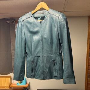 Elie Tahari Teal Leather Jacket